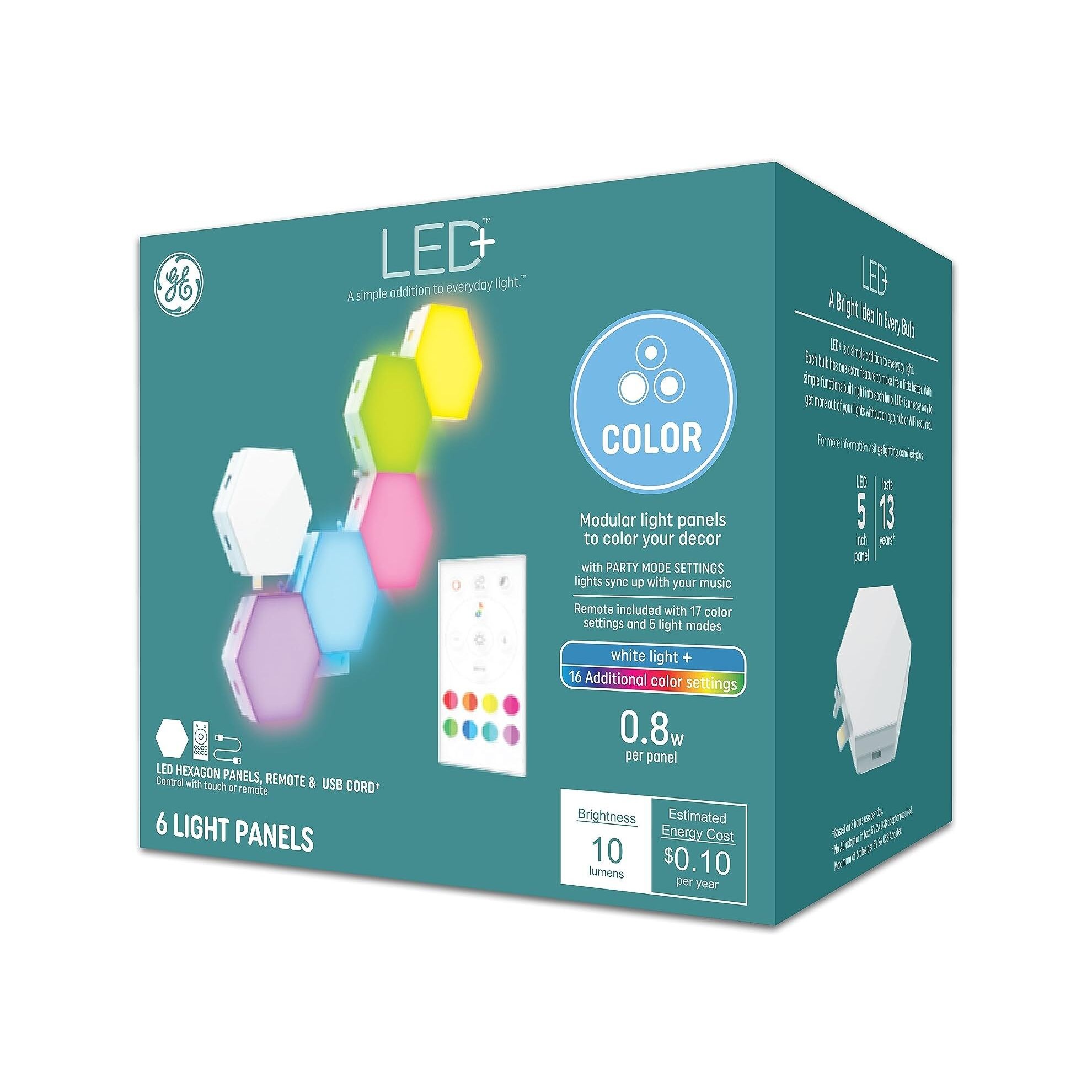 GE 6pk LED Color Changing Tile Panel Lights