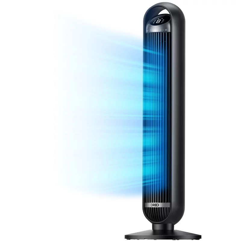 DREO Nomad 36" Quiet Bladeless Oscillating Tower Fan Black/Silver