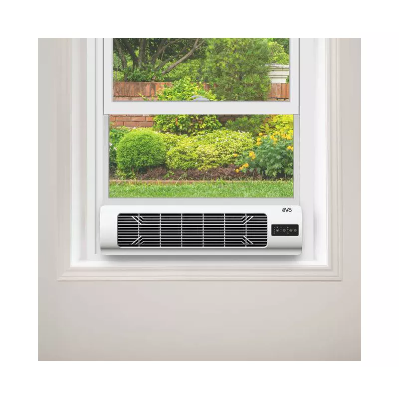 EVO Low Profile Oscillating Window Fan Air Circulator: Portable, Quiet, 4 Speeds, Remote, ETL Listed, 200-500 sq. ft.