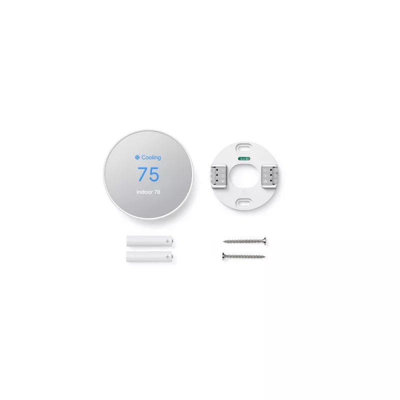 Google Nest Thermostat Cotton Snow: Energy Star Certified, Wi-Fi Enabled, Smartphone App Control, Backlit Display