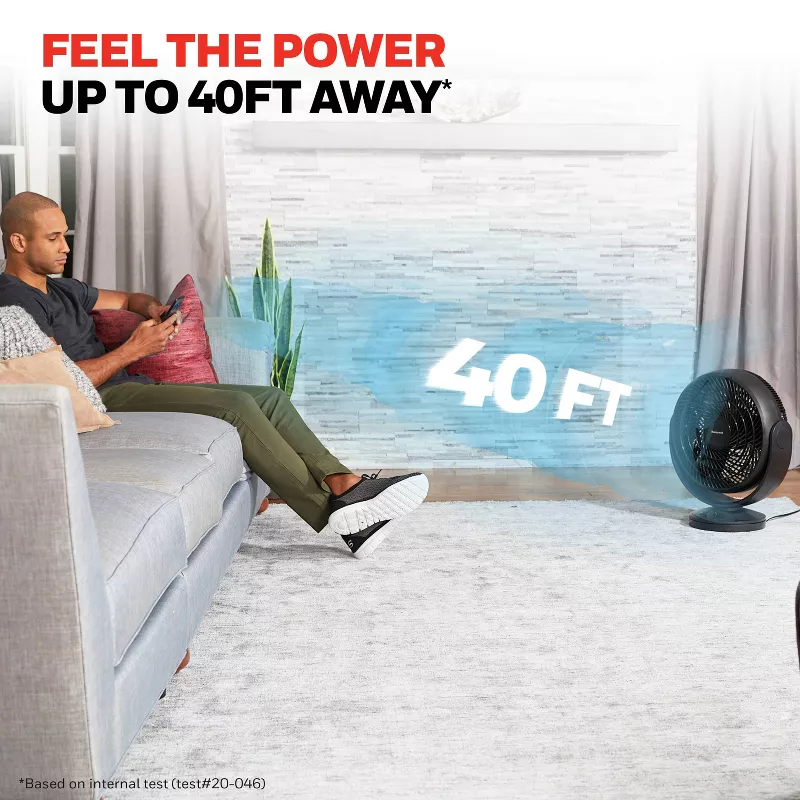 Honeywell HF710 Turbo Force Oscillating Floor Fan Black: Portable Electric Fan for Rooms, Adjustable Tilt, 3 Speeds