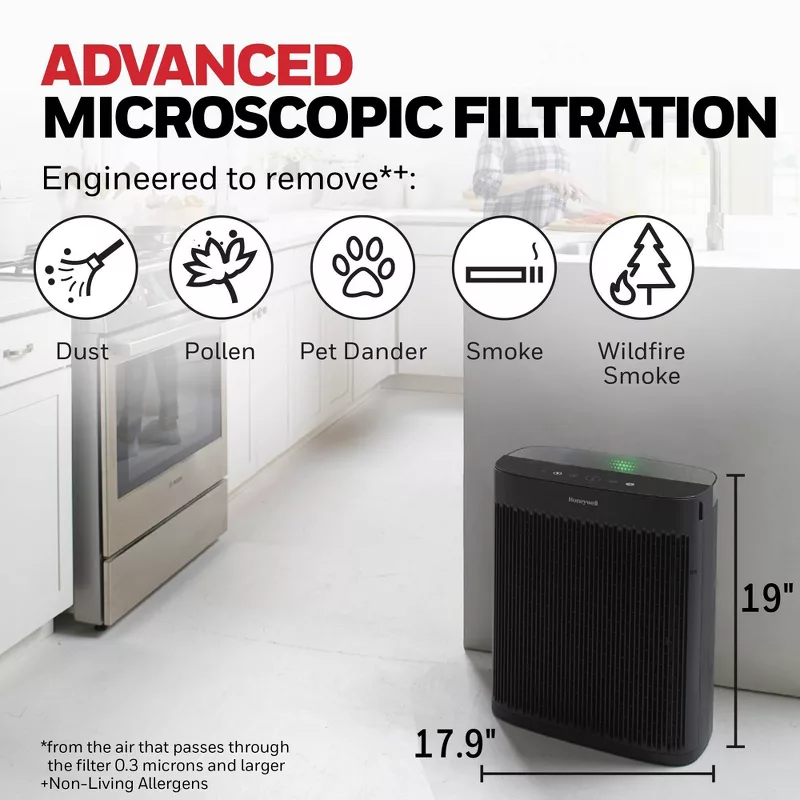 Honeywell Insight HEPA Air Purifier HPA5200B: Quiet Operation, Easy Filter Change, 4 Settings, 1500-2000 sq. ft. Coverage