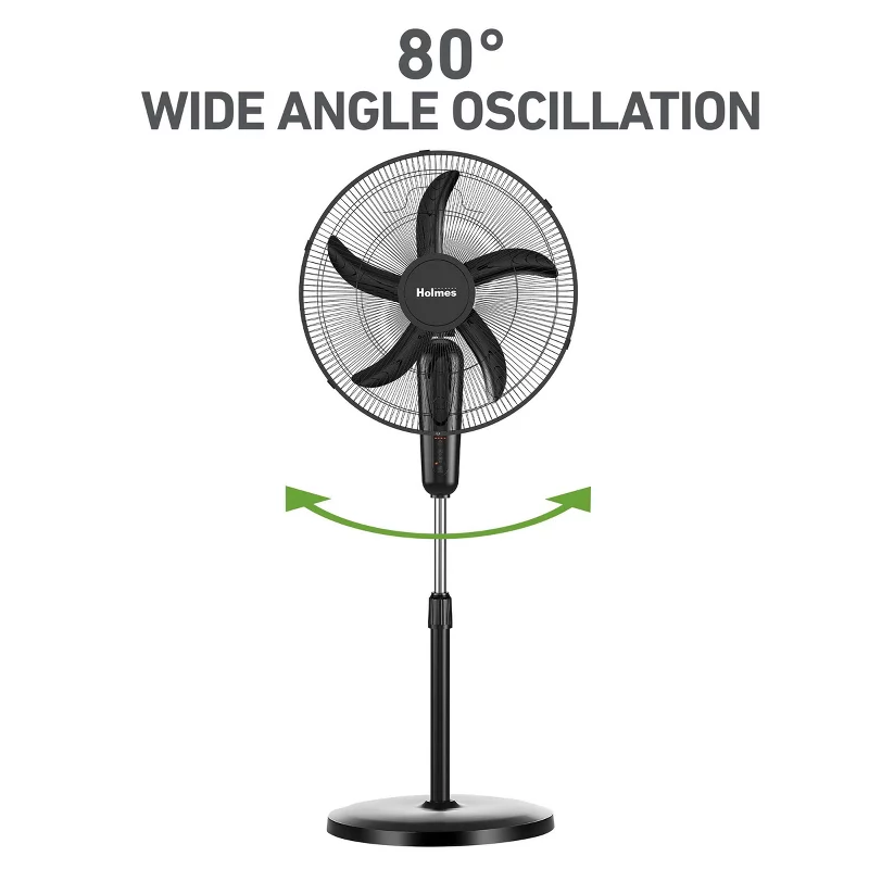 Holmes 18" Digital Oscillating 3 Speed Stand Fan with Remote Control Black