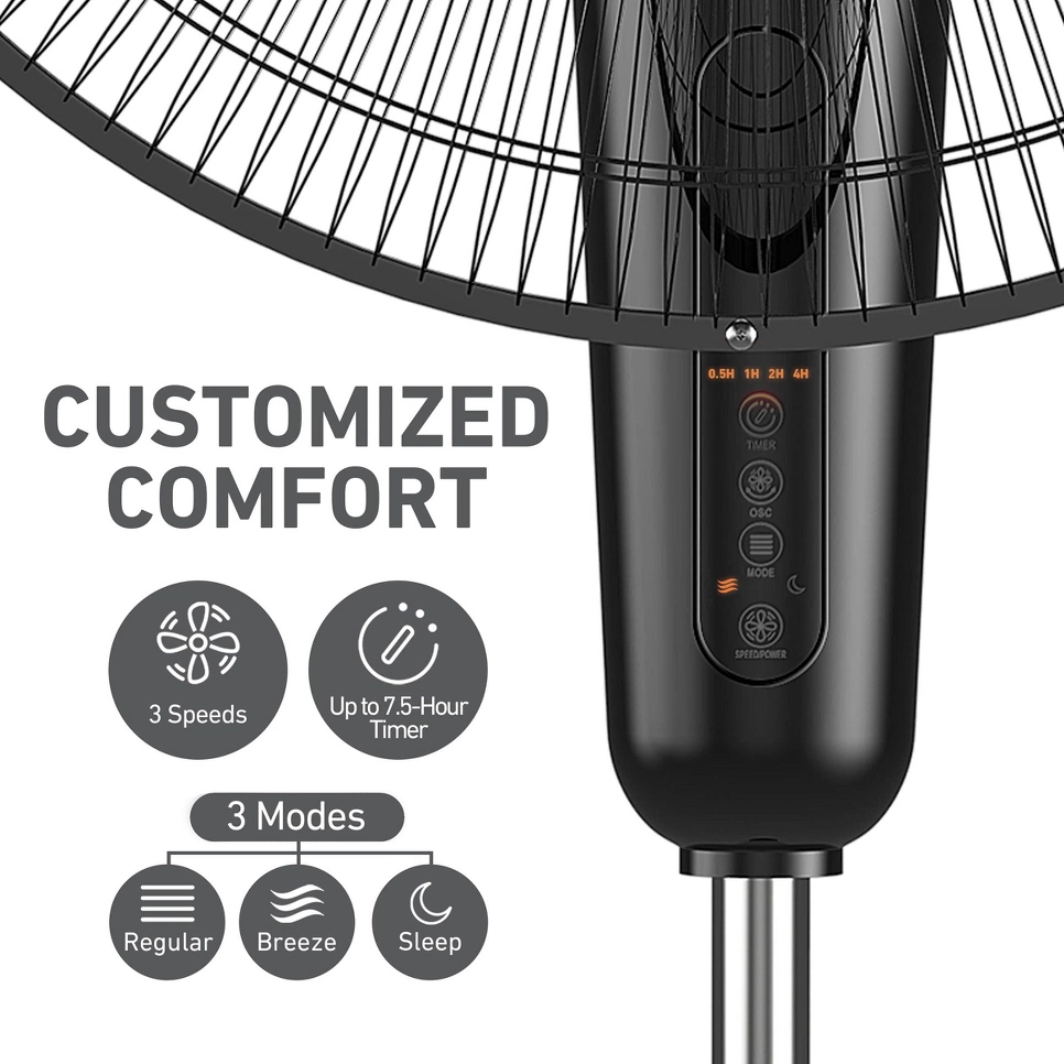 Holmes 18" Digital Oscillating 3 Speed Stand Fan with Remote Control Black