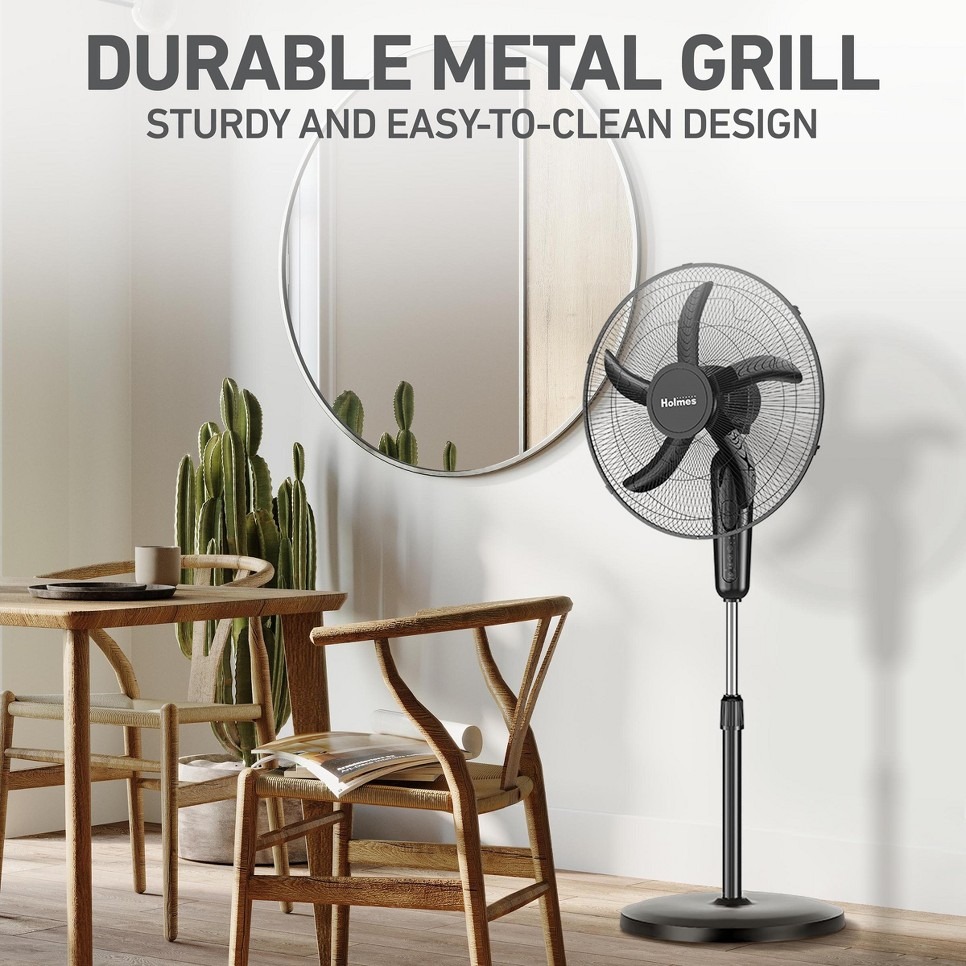 Holmes 18" Digital Oscillating 3 Speed Stand Fan with Remote Control Black