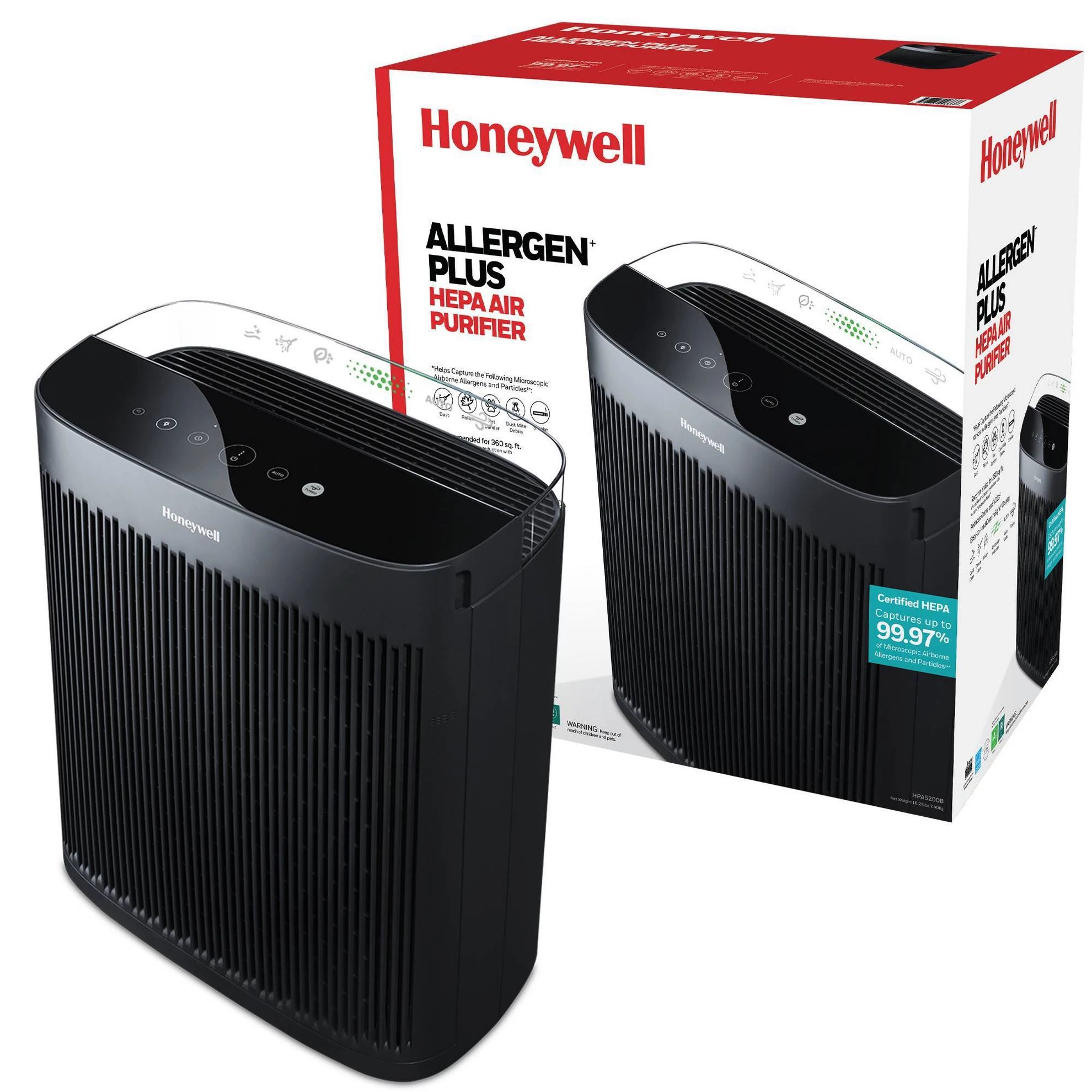 Honeywell Insight HEPA Air Purifier HPA5200B: Quiet Operation, Easy Filter Change, 4 Settings, 1500-2000 sq. ft. Coverage