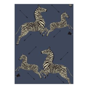 Brewster Denim Zebra Safari Scalamandre Self Adhesive Wallpaper: NuWallpaper Removable Jungalow Temporary Decor